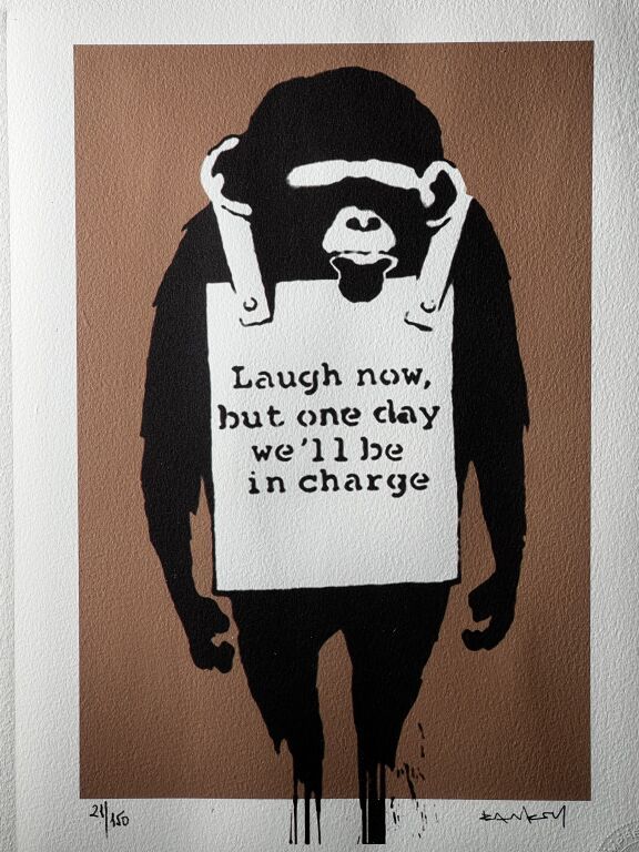 Null BANKSY, born in 1974 (after), Laugh Now (2004) Color print on paper Signed &hellip;