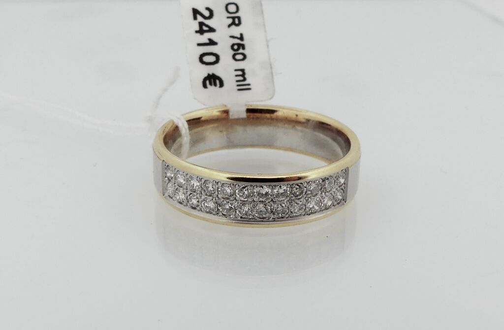 Null Half wedding band 2 gold set with 2 lines of modern round diamonds. TDD. 53&hellip;