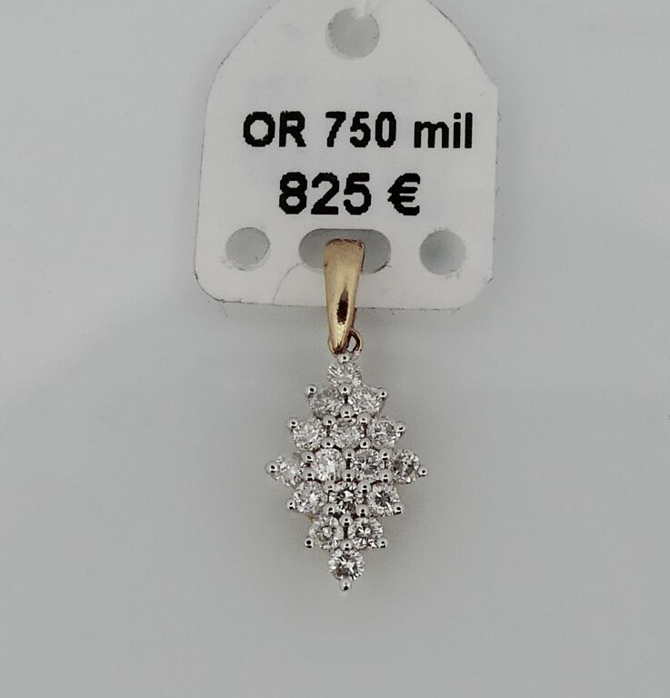 Null Yellow gold pendant with diamonds. PB. 1g.