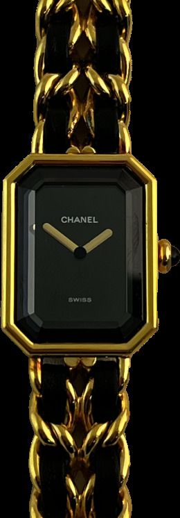 Null CHANEL. Watch strap "First" in gold metal. Octagonal case, black dial. Quar&hellip;