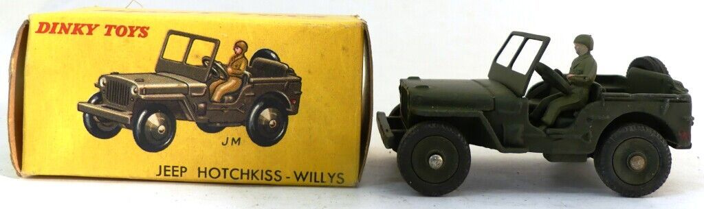 Null Dinky Toys. Jeep Hotchkiss - Willys. Jantes concaves. Avec sa boîte.