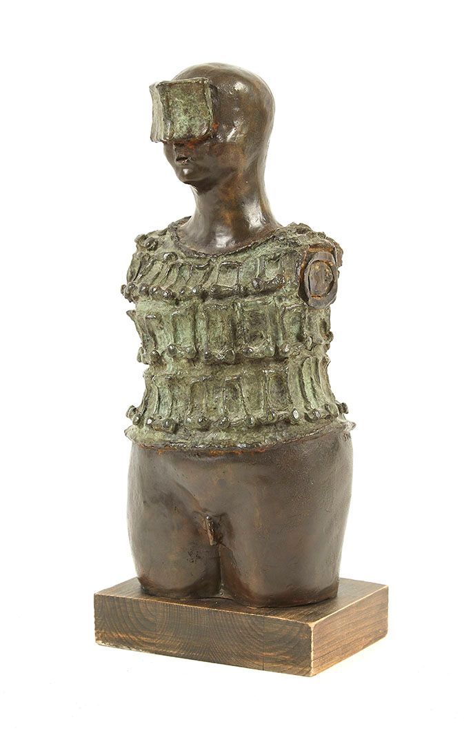 Null 保罗-斯塔乔利 (1943年) 《比萨塔》，2000年 青铜雕塑，有绿褐色铜锈，有签名和日期 36 x 15 x 14厘米，有木质底座