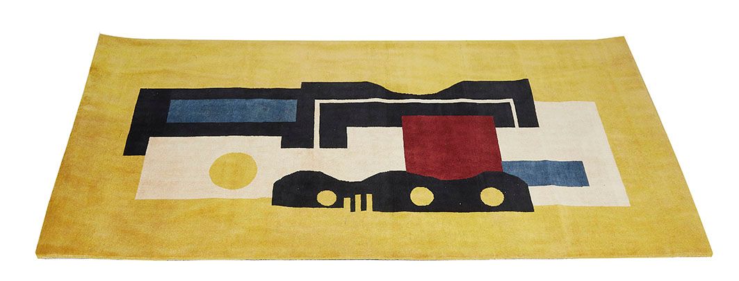 Null 费尔南-勒格之后 构成 手工制作的黄色背景的羊毛地毯 230 x 112 cm