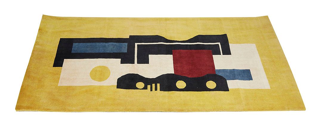 Null Según Fernand LEGER Composición Alfombra de lana hecha a mano con fondo ama&hellip;