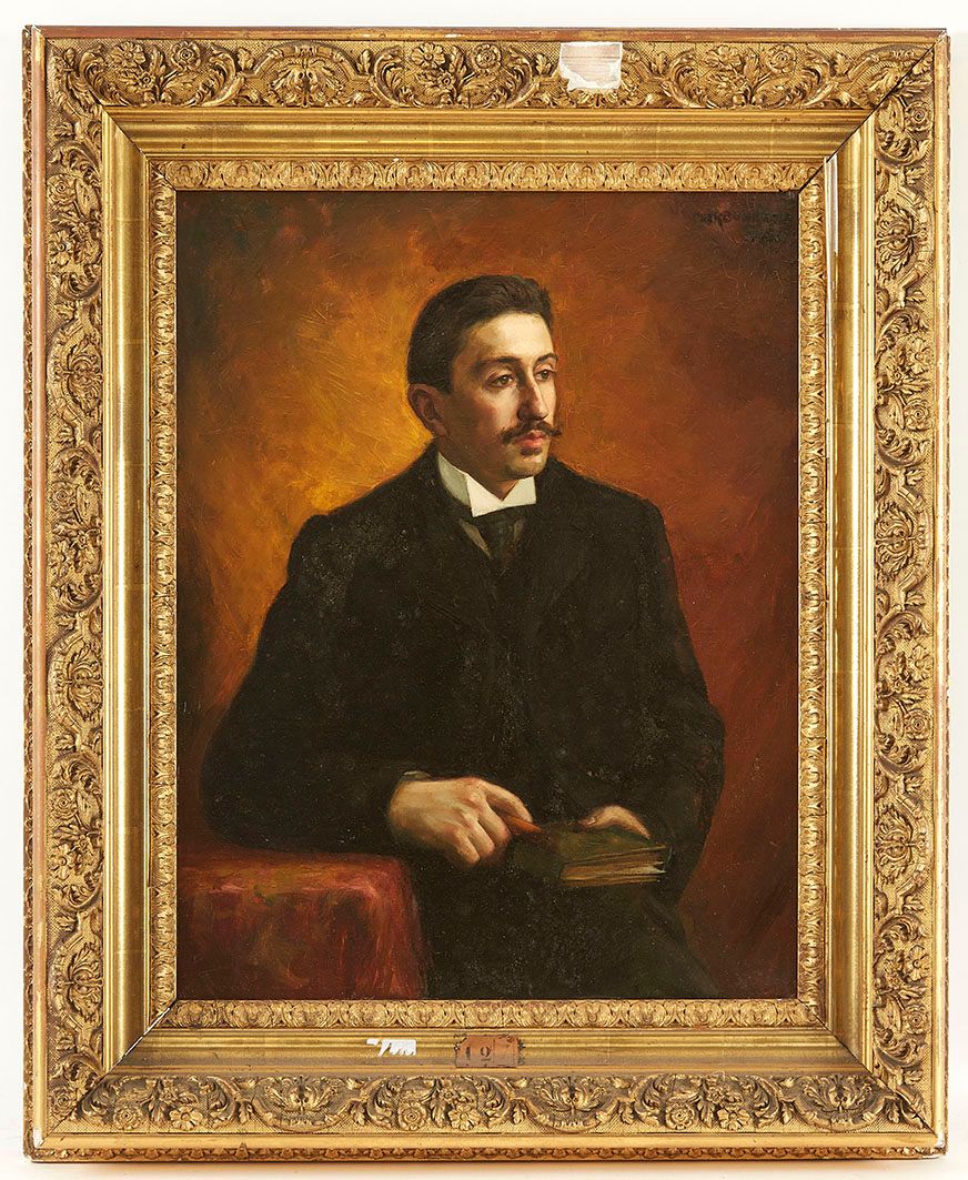 Null CHARBONNIER (XIX) Presumed portrait of Marcel Proust Oil on canvas signed i&hellip;