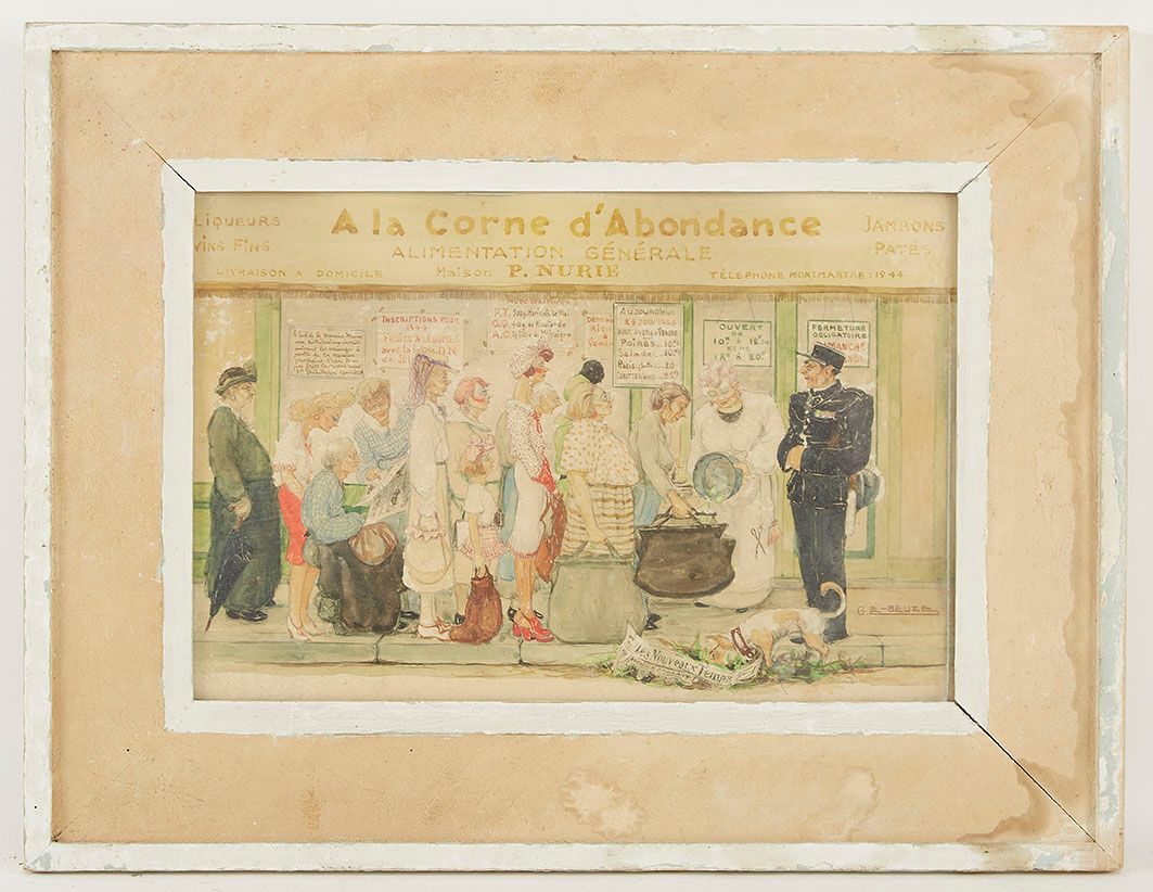 Null Gaston LE BEUZE (XX) A la corne d'abondance 纸上水彩画，右下方有签名 28,5 x 42,5 cm