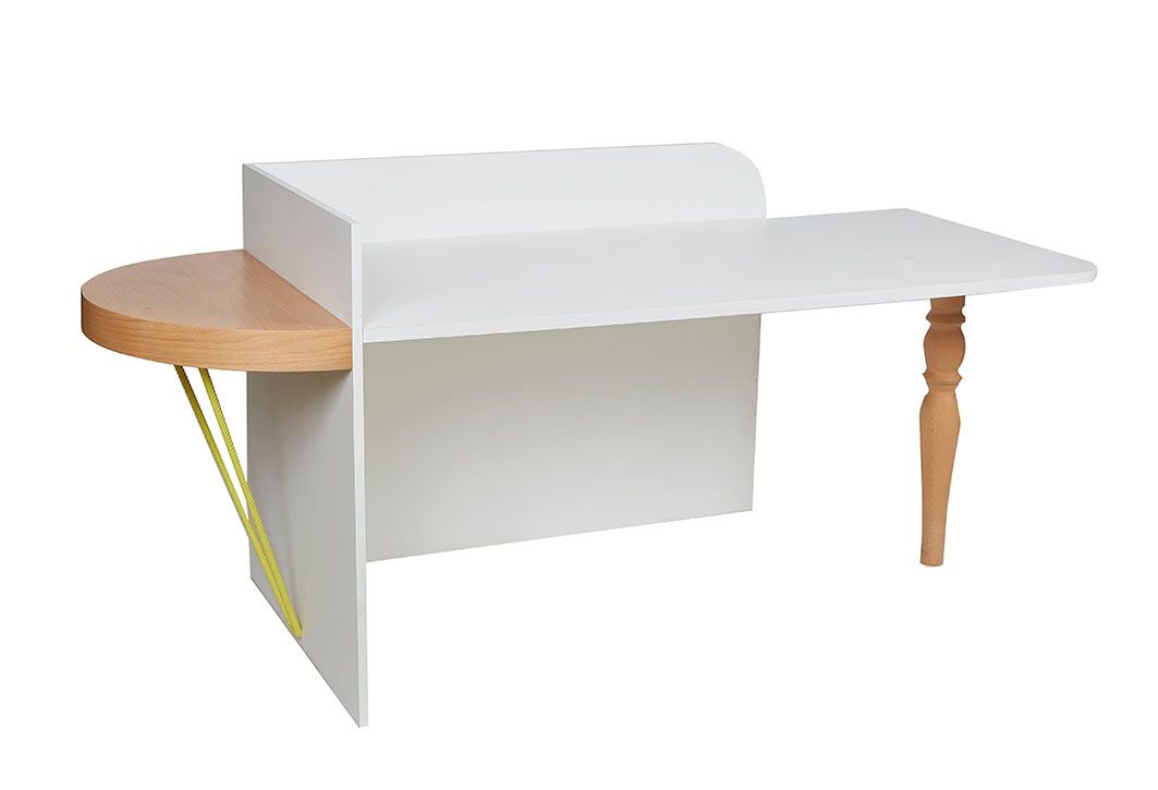 Null 萨姆-巴伦（1976年） 木质、介质和金属的桌子 独特的作品 91 x 203 x 75厘米