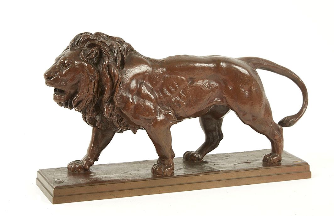 Null Antoine Louis BARYE (1796-1875) Lion marchant Bronze à patine brun clair si&hellip;