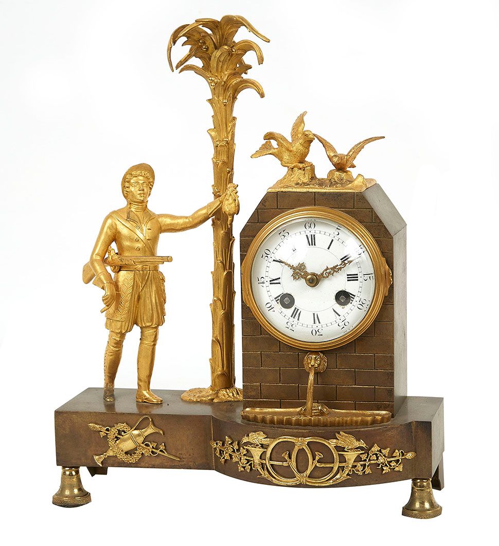 Null Jägeruhr aus ziselierter und vergoldeter Bronze, das Uhrwerk befindet sich &hellip;