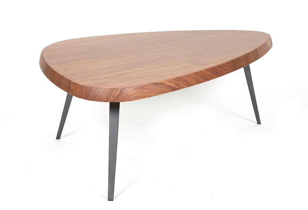 Null CHARLOTTE PERRIAND & CASSINA 墨西哥咖啡桌，无烟煤金属底座，实心胡桃木框架 38 x 118 x 80 cm
