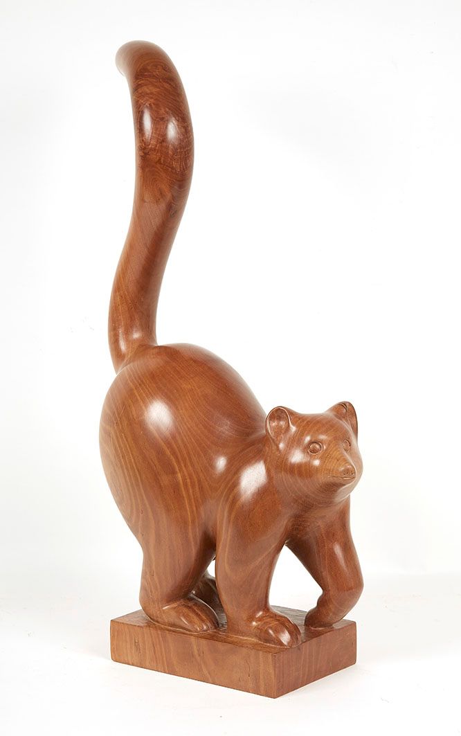 Null François GALOYER (1944) Lemur mit rotem Bauch, 2018 Holzskulptur (Direktsch&hellip;