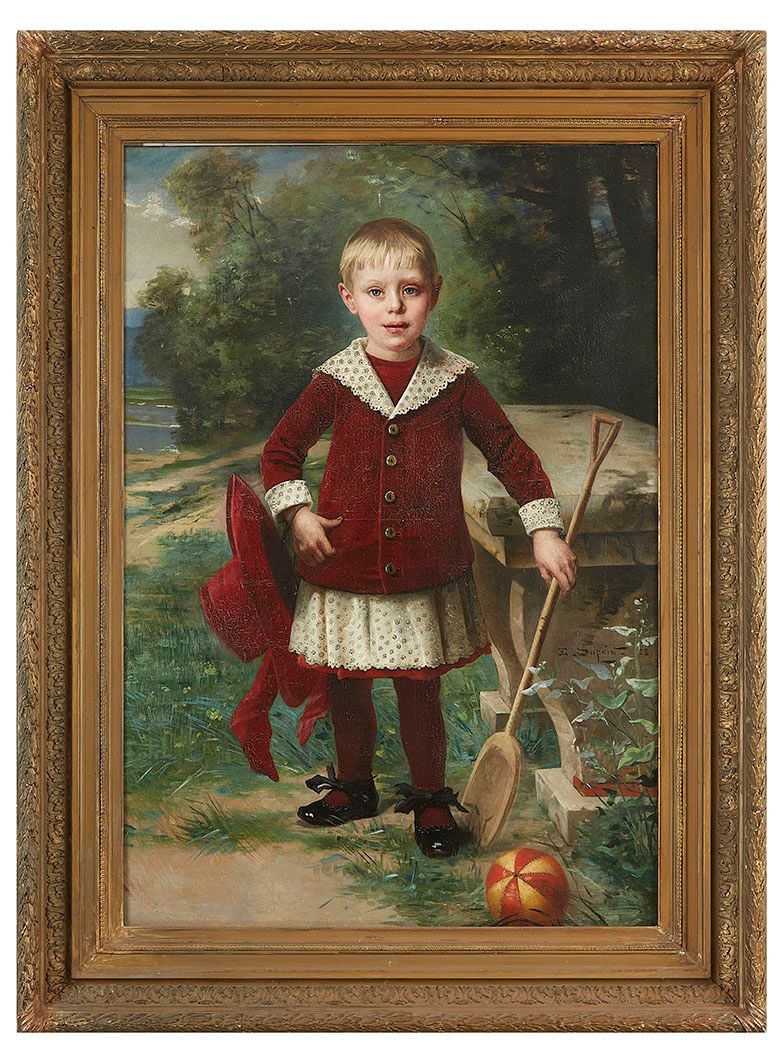 Null Edmond Louis DUPAIN (1847-1933) Enfant au ballon, 1888 Huile sur toile sign&hellip;