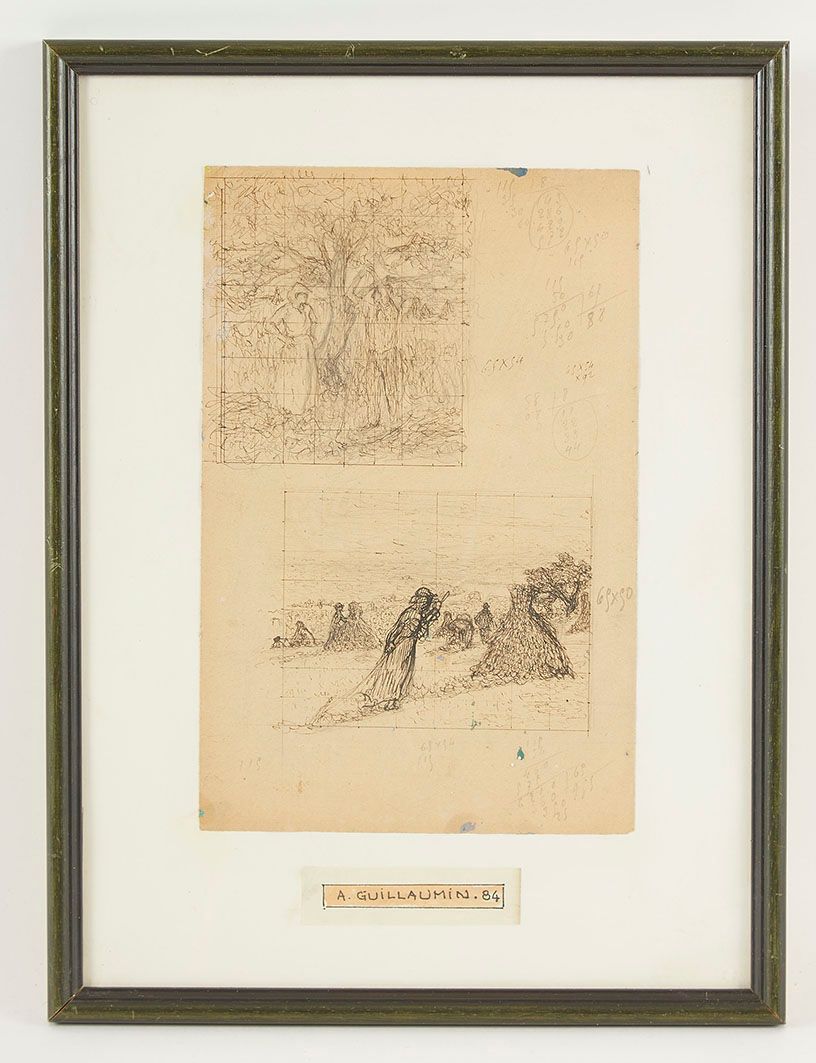 Null Armand GUILLAUMIN (1841-1927) Scènes champêtres Deux études à l encre brune&hellip;