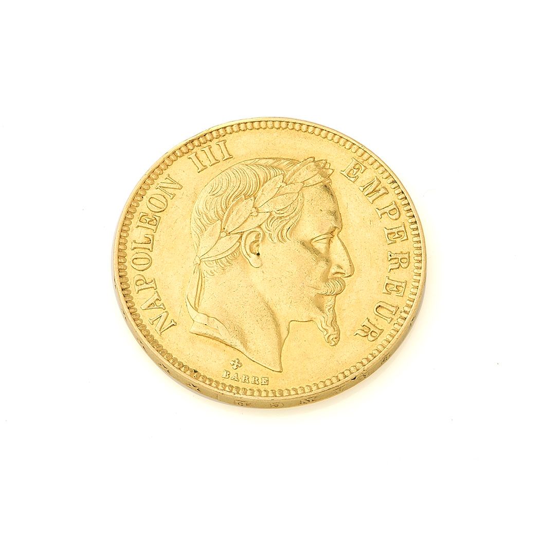 Null 1869年100法郎的金币。毛重：32.2克