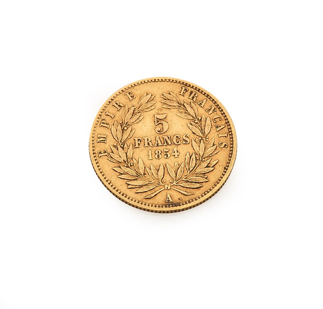 Null Moneda de oro de 5 francos de 1854. Peso bruto : 1,6g