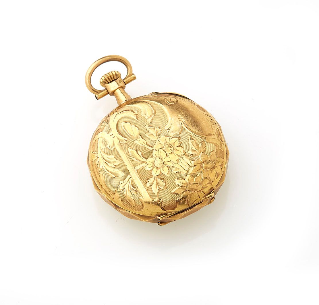Null Orologio da collo in oro giallo 18K (750/°°), doppia coppa d'oro. Peso lord&hellip;