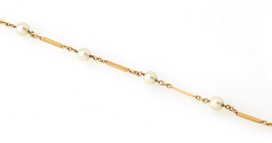 Null Bracelet en or jaune 18K(750/°°), maille forçat et maille plate, entrecoupé&hellip;