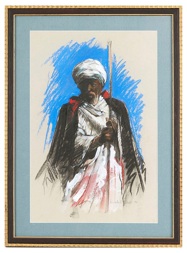Null Michel FEDI (1943) Maroc, berger berbère, 2004 Pastel sur papier signé et d&hellip;