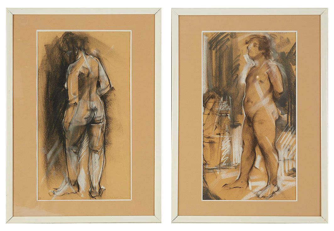 Null Michel FEDI (1943) Two nude studies, 92 Charcoal and chalk signed and dated&hellip;