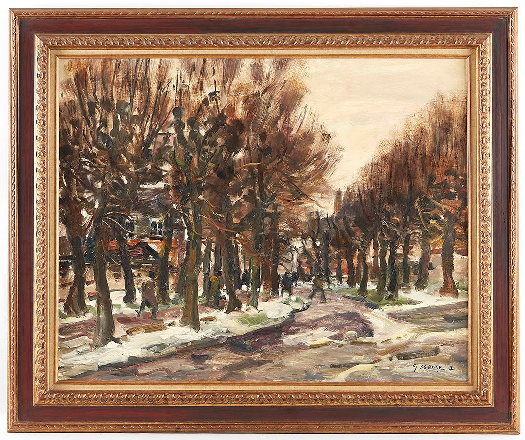 Null Gaston SEBIRE (1920-2001) Animated snowy undergrowth Oil on canvas signed l&hellip;