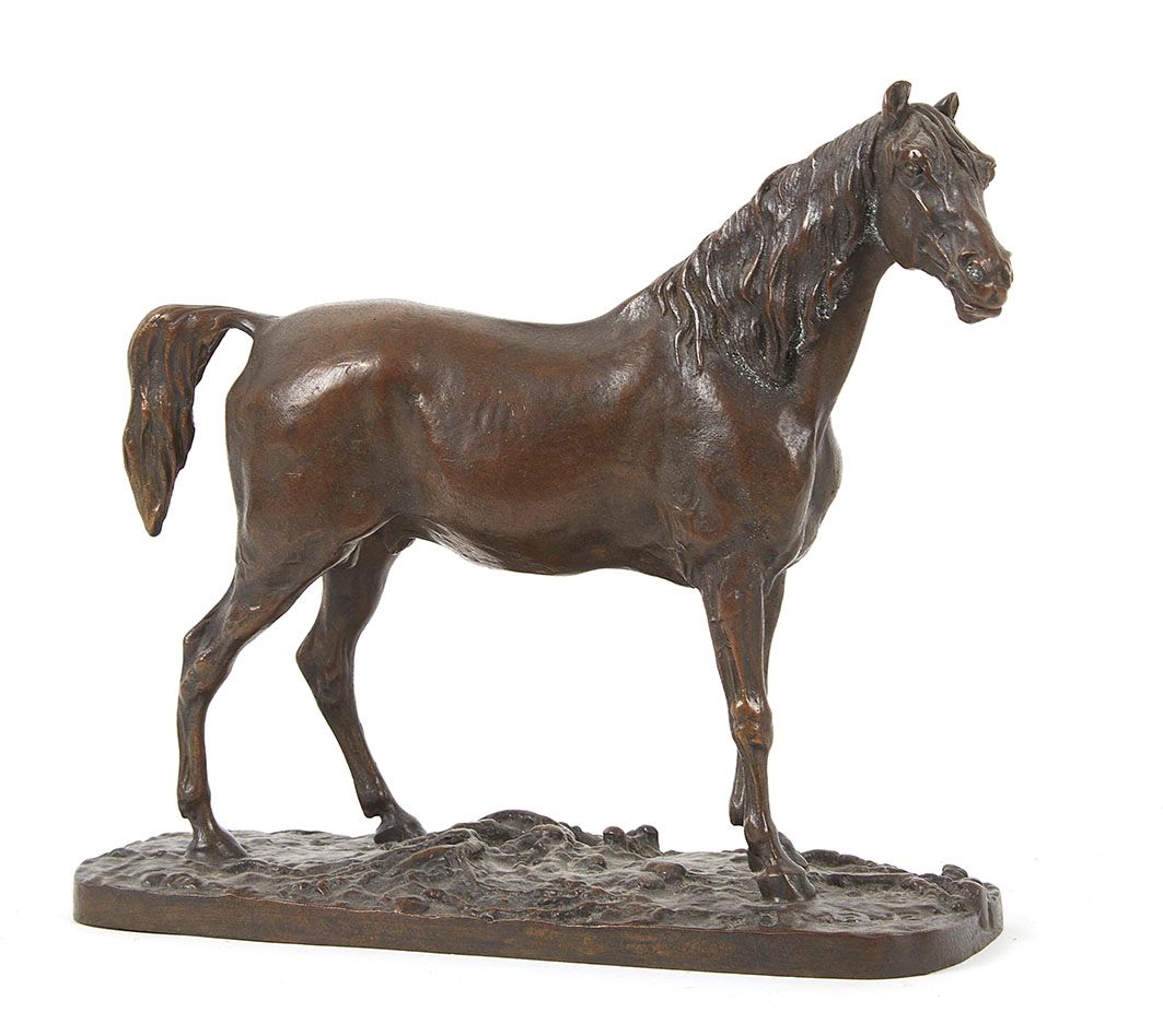 Null Pierre-Jules MÈNE (1810-1879) Ibrahim, cheval arabe Bronze à patine brune s&hellip;