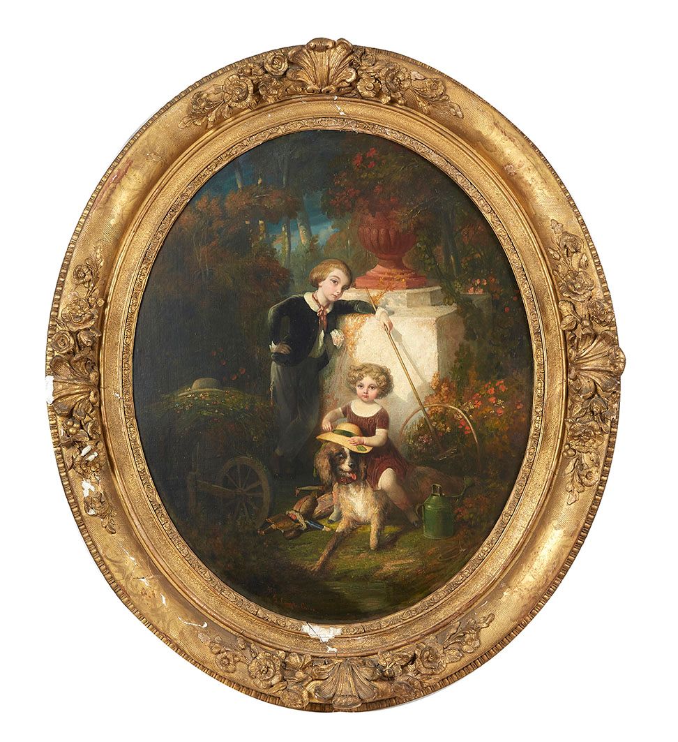 Null François Claudius COMPTE-CALIX (1813-1880) Jeunes enfants jouant au jardin &hellip;