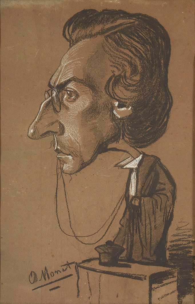 Null Claude MONET (1840-1926) Caricature de Paul Bodereau, Avocat Fusain et crai&hellip;