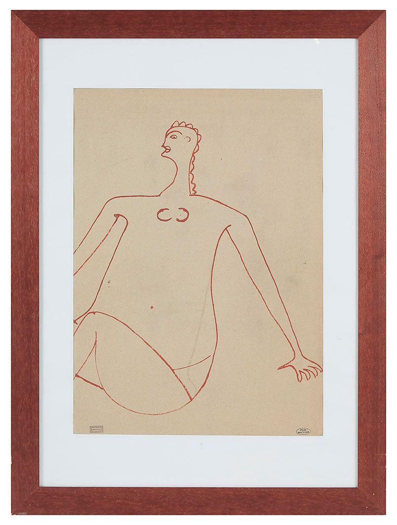 Null André DERAIN (1880-1954) Personage 纸上水粉画，右下角有签名和工作室印章 53 x 38 cm 正在观看