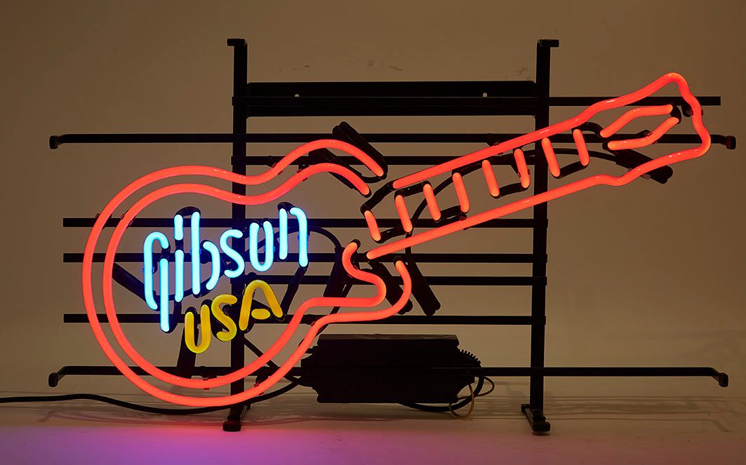 Null Neon Gibson in vetro soffiato con l'effigie del marchio americano di chitar&hellip;