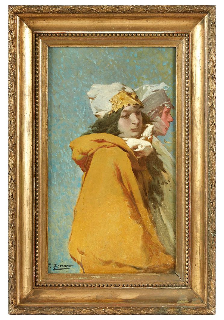 Null Fausto ZONARO (1854-1929) Portrait de femmes Huile sur toile signée en bas &hellip;