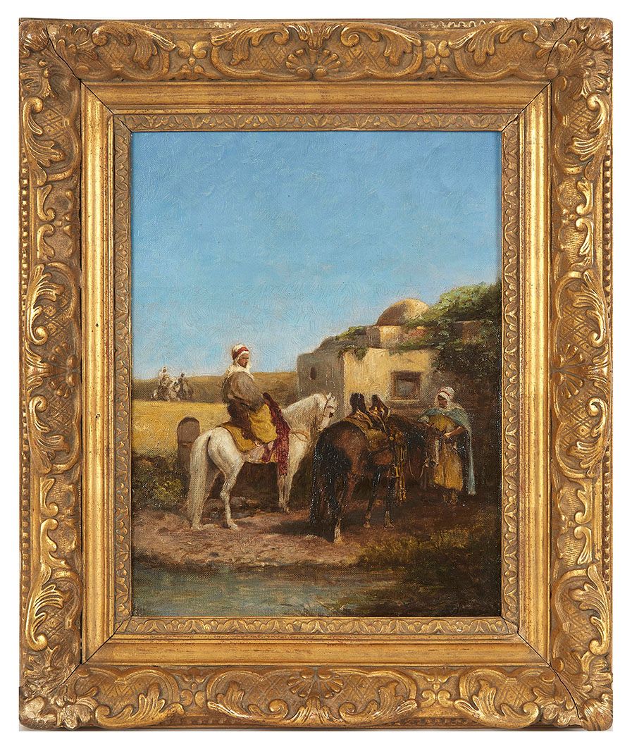 Null José ALSINA (1850-?) La halte des cavaliers Huile sur toile signée en bas à&hellip;