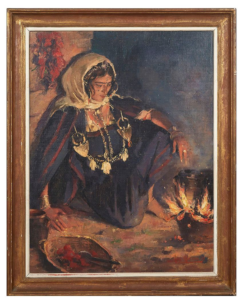 Null 
Max Léon MOREAU (1902-1992) Jeune orientale près du feu, 1929 Olio su tela&hellip;