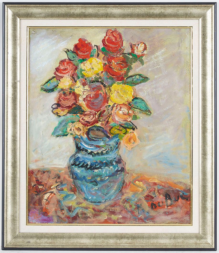 Null Roland DUBUC (1924-1998) Bouquet de fleurs Huile sur toile signée en bas à &hellip;