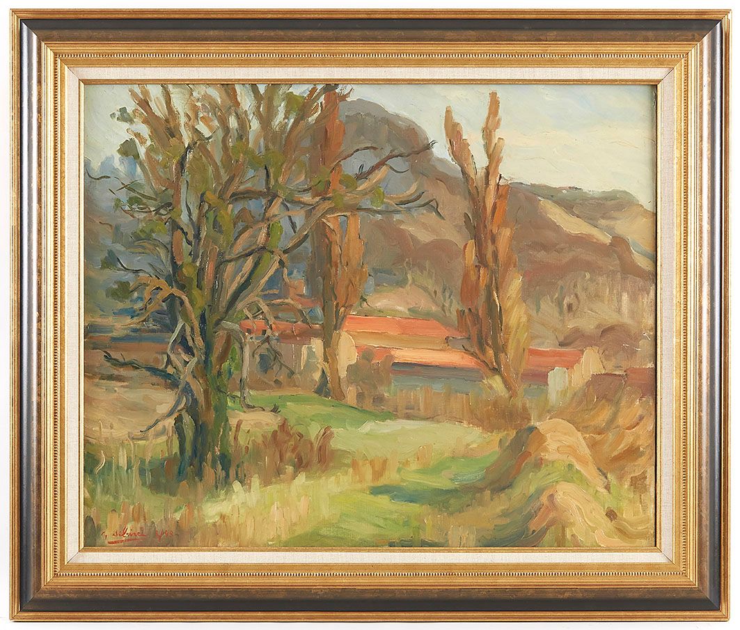 Null Gaston SEBIRE (1920-2001) 绿色风景，1949年3月 布面油画，左下角签名 66 x 81 cm