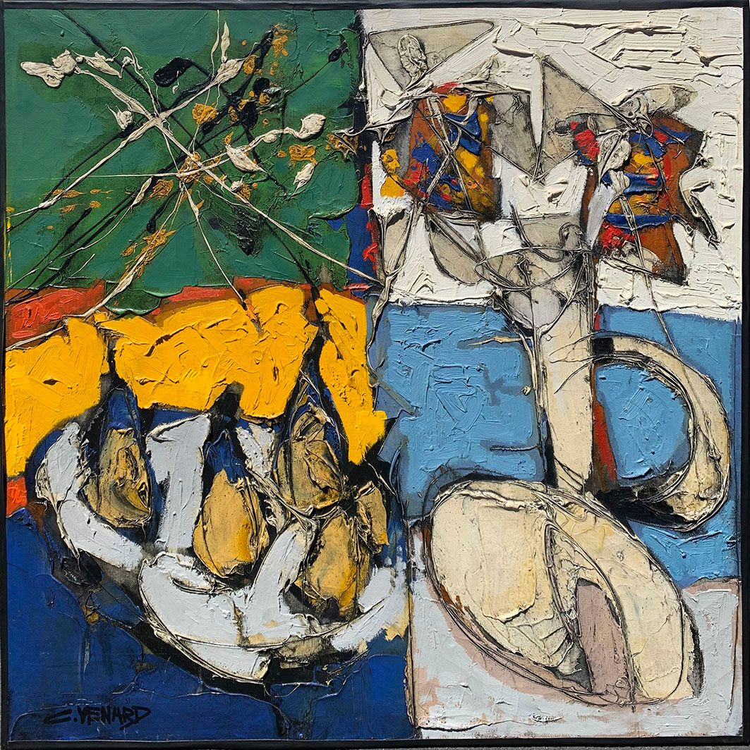 Null Claude VENARD (1913-1999) 静物与花瓶，1961 布面油画，左下方有签名，背面有日期 75 x 75 cm