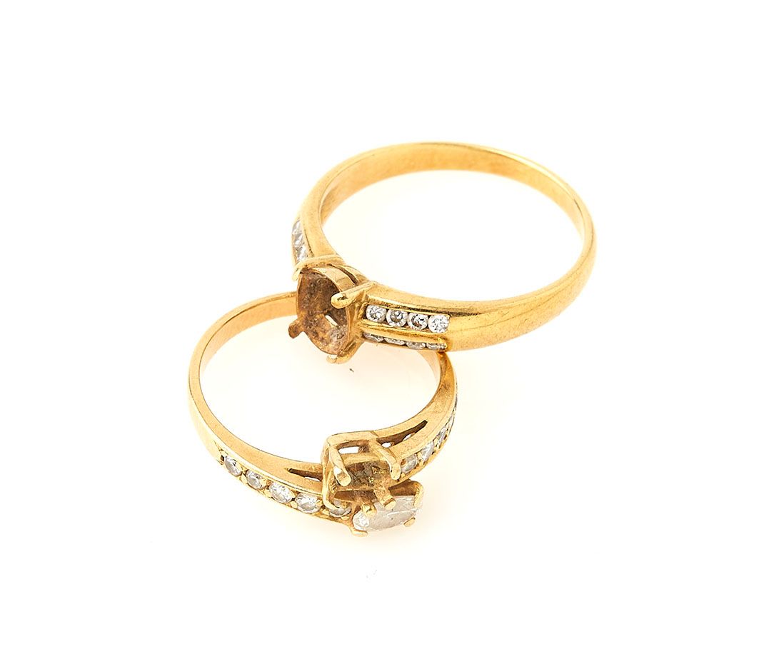 Null Ring mountings in 18k (750/°°) yellow gold and diamonds. Gross weight : 5.7&hellip;