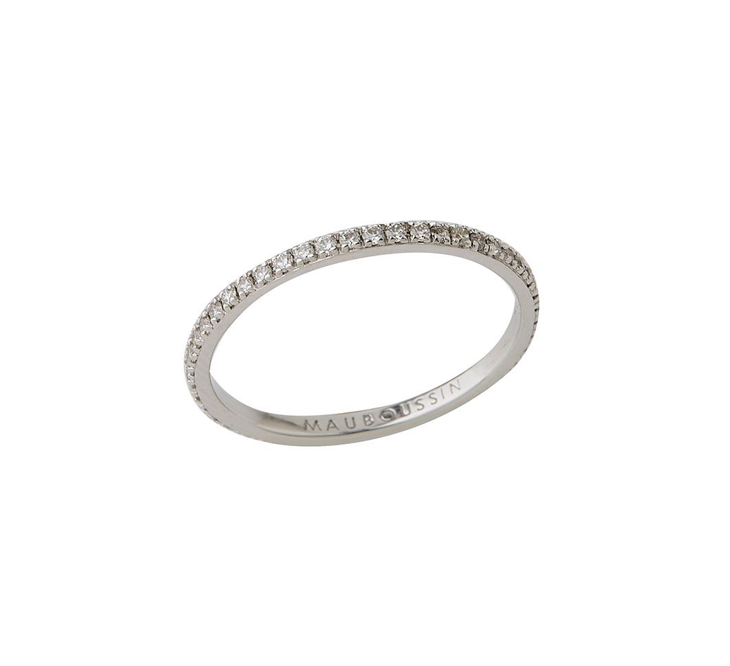 Null MAUBOUSSIN，美国18K（750/°）金结婚戒指，完全镶嵌钻石。有签名和编号的。TDD : 50 毛重 : 0.8g