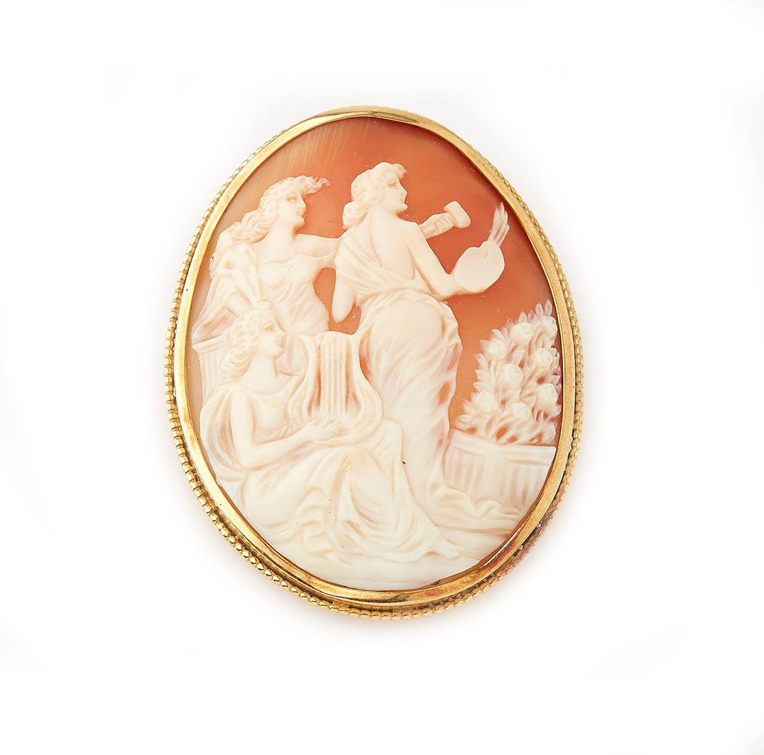 Null Important brooch Cameo in yellow gold 18K (750/°°). Metal pin. 5.7 x 4.5 cm&hellip;