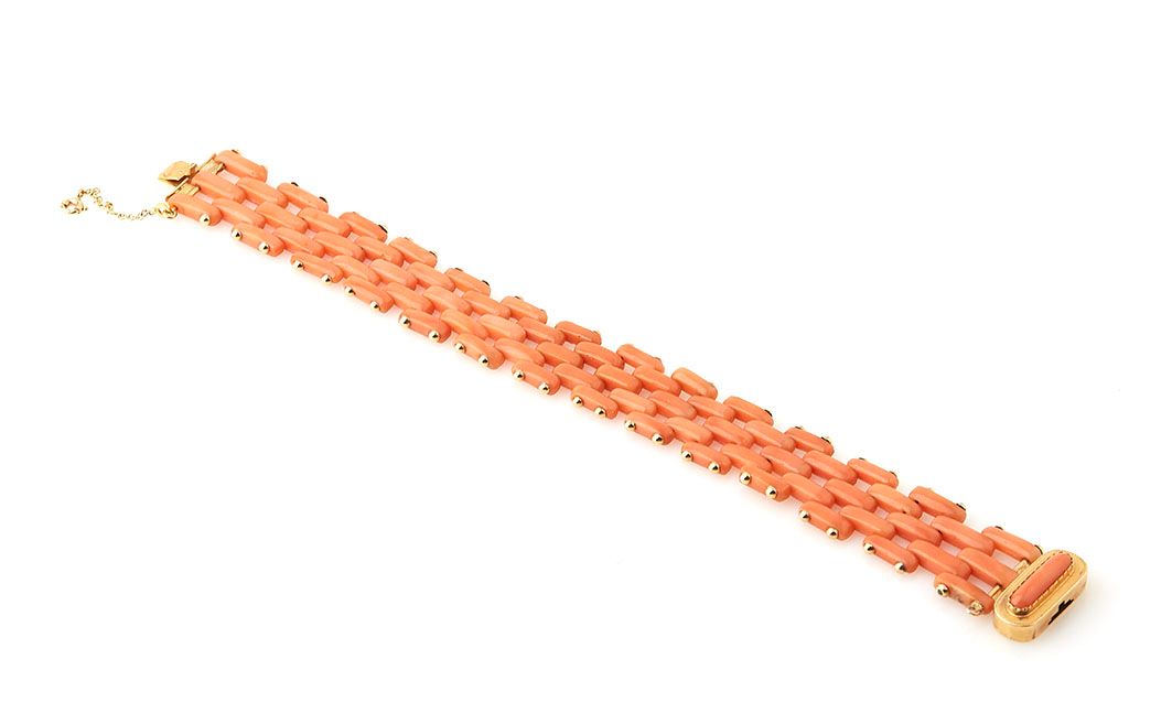 Null Bracelet ruban à plaquettes articulées, fermoir or jaune 18K (750/°°). Poid&hellip;