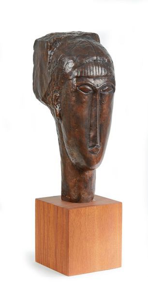 Null Amedeo MODIGLIANI (1884-1920) Tête de Jeune fille à la frange Bronze à pati&hellip;