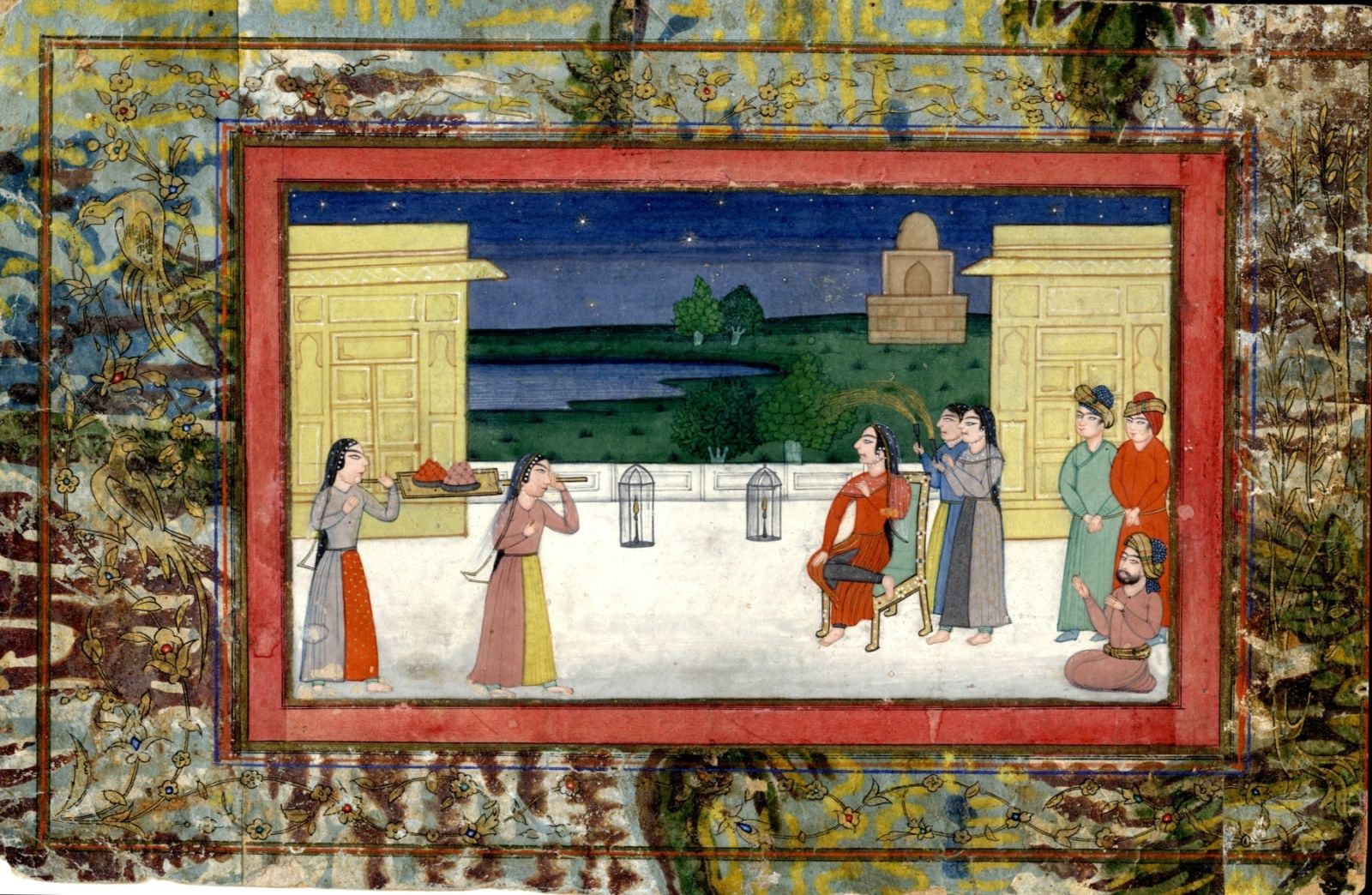 Null Miniaturmalerei (18 x 28 cm), Indien Moghul Tusche, Farbe und Gold auf Papi&hellip;