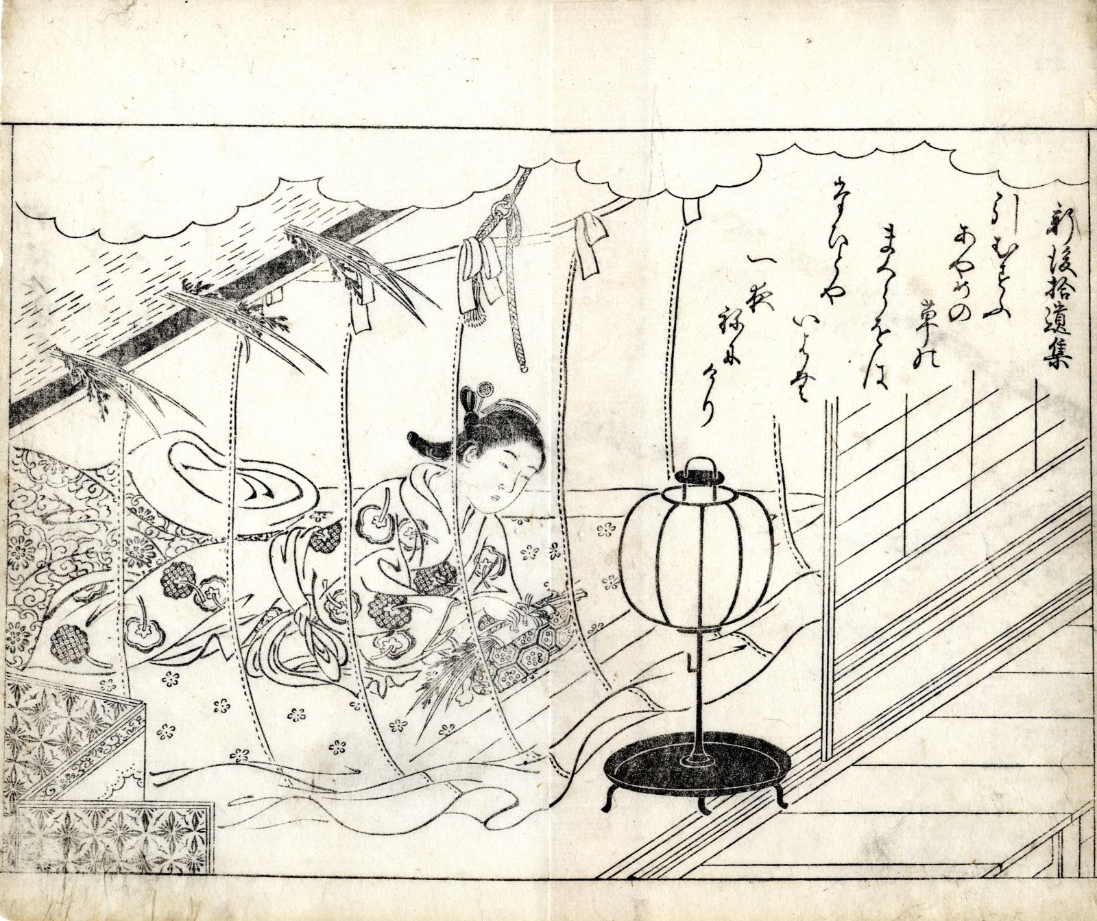 Sukenobu, Nishikawa 1671-1751 Doppelbuchseite 28 x 32,5 cm, Buch 1740 S/W Druck.&hellip;