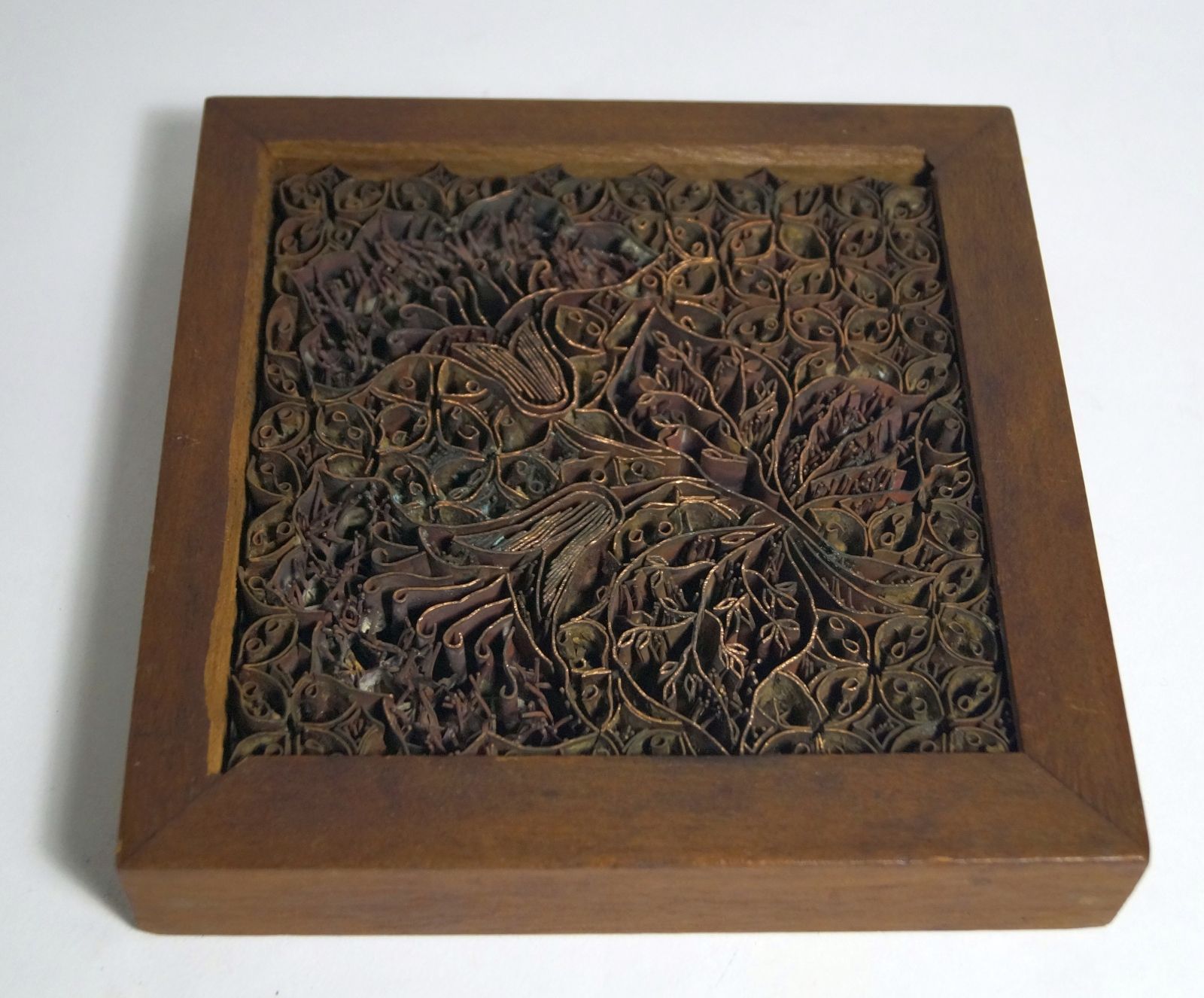 Null Viereckiger Batik Stempel (14,5 cm), 20. Jh. Feine Kupfer Lamellen und Dräh&hellip;