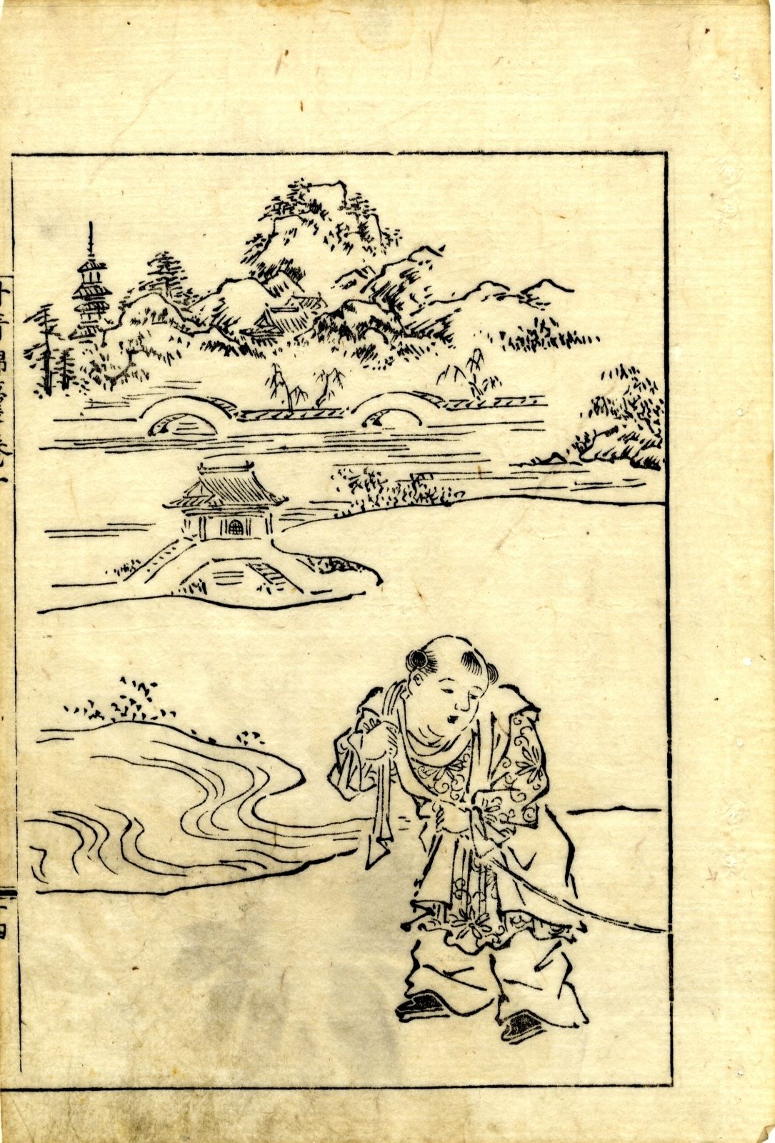 Shumboku, Ooka Aiyoku 1680-1763 Single book page, 1740-50 Chinese child in templ&hellip;