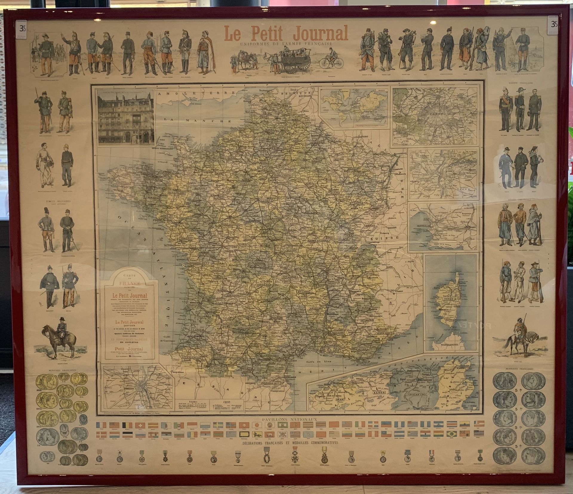 Null 1 Framed map of France from the Petit Journal with the French Army uniforms&hellip;