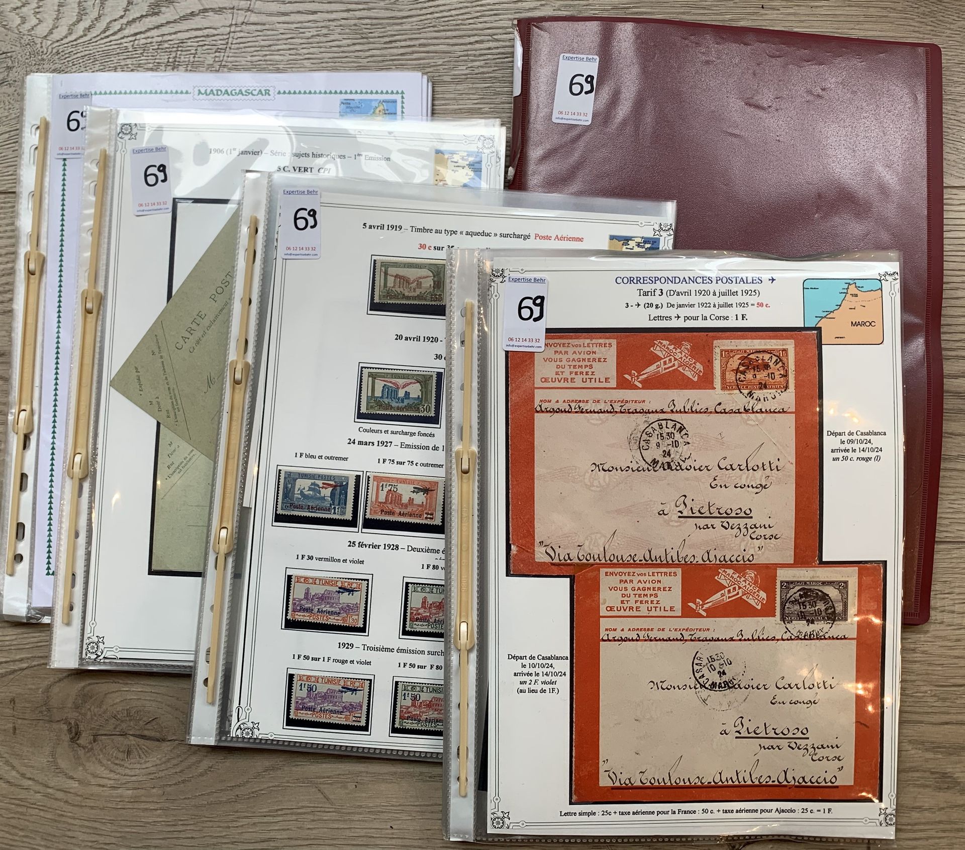 Null 5 Brochures Lettres et entiers postaux du Maghreb dont Maroc PA sur lettres&hellip;