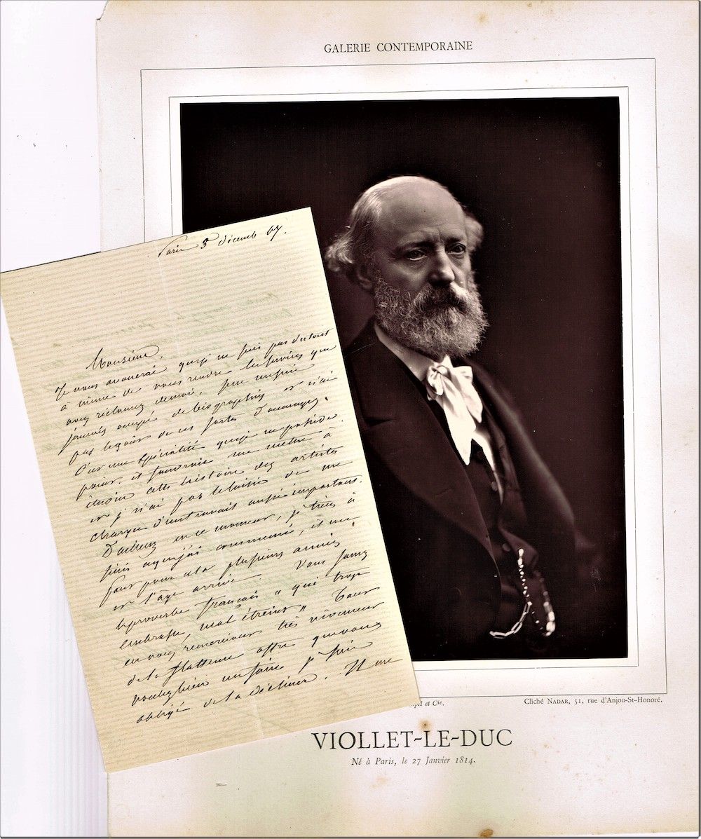 Null 20 - Eugène VIOLLET-LE-DUC (1814-1874), famoso arquitecto. Carta autógrafa &hellip;