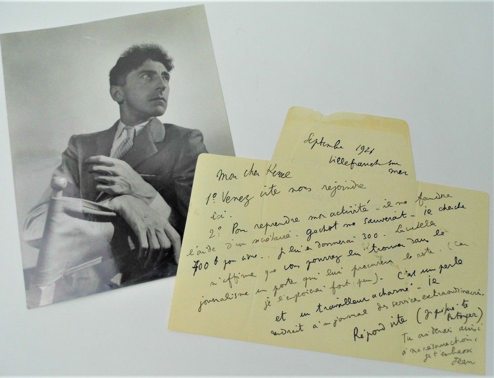 Null 94 - 让-科克托（Jean COCTEAU）（1889-1963），诗人、制图员、剧作家和电影制作人。签署给Joseph KESSEL的亲笔信，1&hellip;