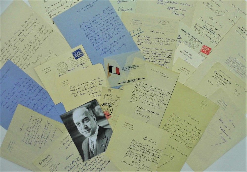 Null 49 - 科西嘉 - 凯撒-坎平奇（1882-1941），科西嘉律师和政治家。一套24封签名信，2张签名卡和1张签名明信片，许多标题（包括 "巴黎学生&hellip;