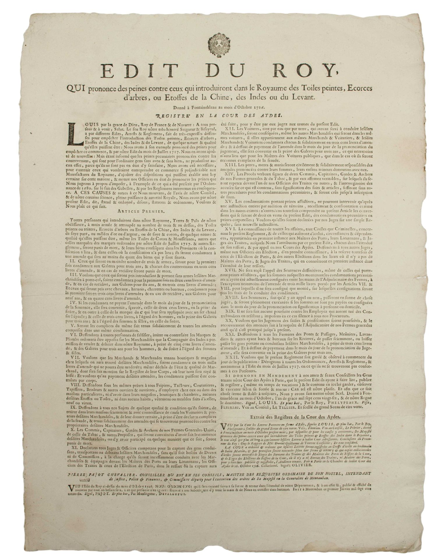 Null (TARN-ET-GARONNE. CUSTOMS. COMPAGNIE DES INDES.) "Edict of the King (Louis &hellip;